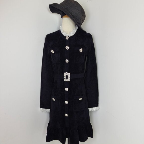 self-portrait Black Chenille Knit Mini Dress size M - Picture 4 of 13